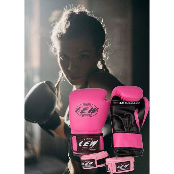 LEW Classic PU Leather Fight Boxing Gloves Pink B - LXINDIA.COM