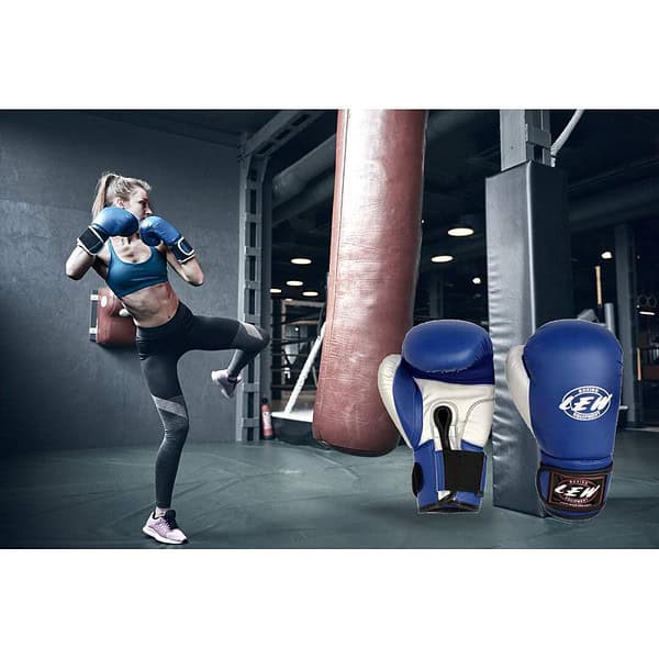 LEW Contest Pu Boxing Gloves Blue A - LXINDIA.COM