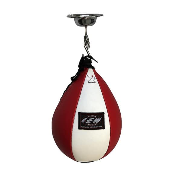 LEW White And Red Durahide Leather Speed Bag with Swivel - LXINDIA.COM