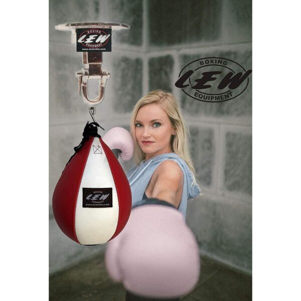 LEW White And Red Durahide Leather Speed Bag with Swivel A - LXINDIA.COM