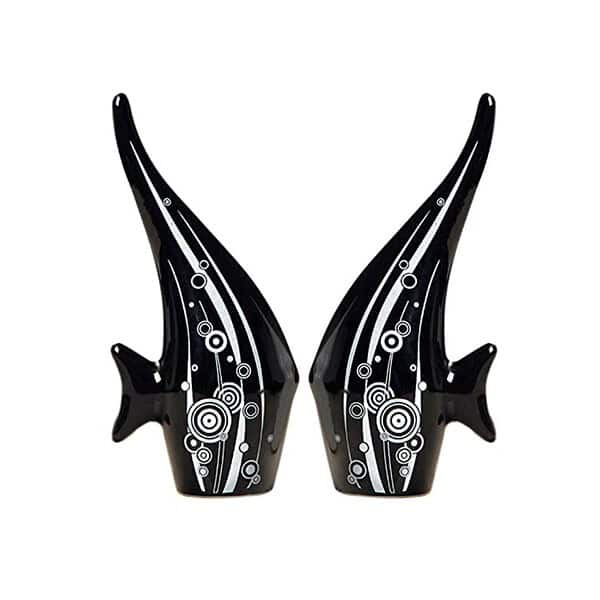 LIFEHAXTORE Modern Minimalist Black Bubble Fish Showpiece Set of 2 - LXINDIA.COM