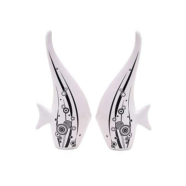 LIFEHAXTORE Modern Minimalist White Bubble Fish Showpiece Set of 2 - LXINDIA.COM