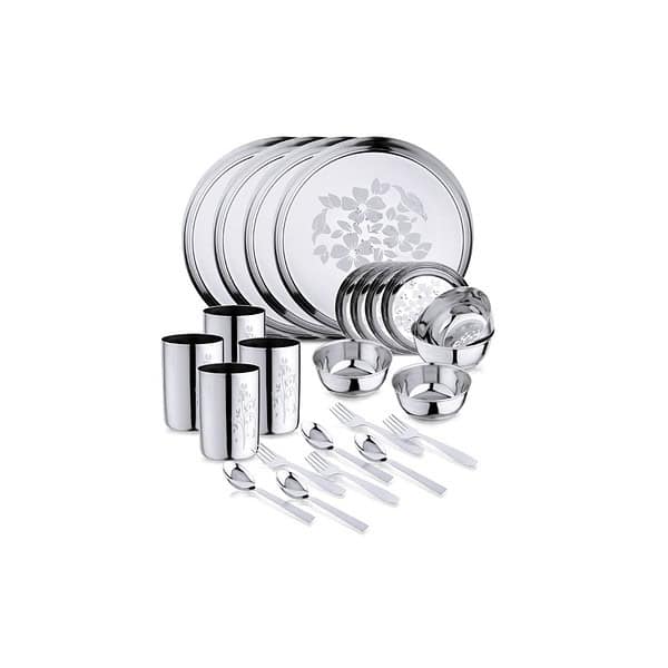 LIMETRO STEEL Stainless Steel Dinner Set Set of 24 B - LXINDIA.COM