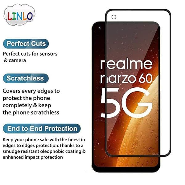 LINLO Premium Screen Protector Compatible for Realme Narzo 60 5G Black3 - LXINDIA.COM