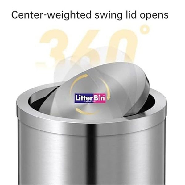 LITTERBIN Stainless Steel Swing Dust Bin with Lid 30 Liter 1 - LXINDIA.COM