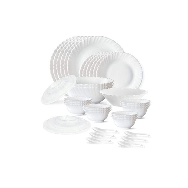 Larah by Borosil Plain Dinner Set 35 Pieces - LXINDIA.COM