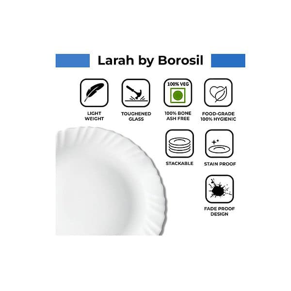 Larah by Borosil Plain Dinner Set 35 Pieces C - LXINDIA.COM