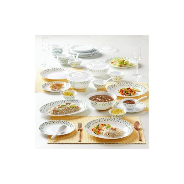 Larah by Borosil Sage Opalware Dinner Set 35 Pieces b - LXINDIA.COM