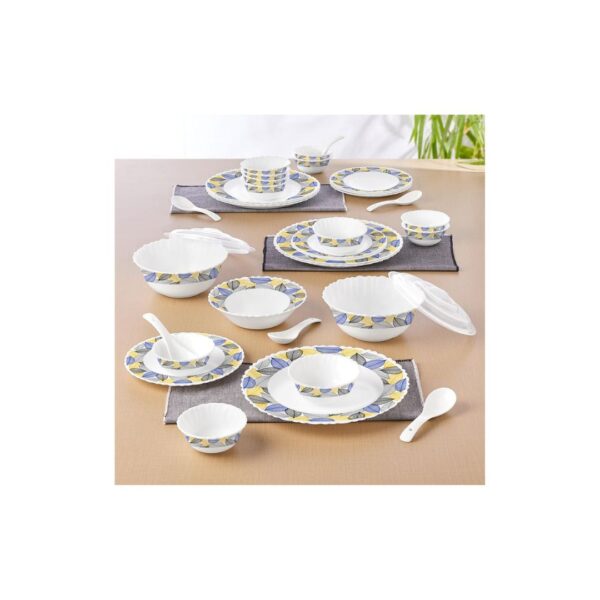 Larah by Borosil Silk Series 35 Pieces Kora Opalware Dinner Set C - LXINDIA.COM