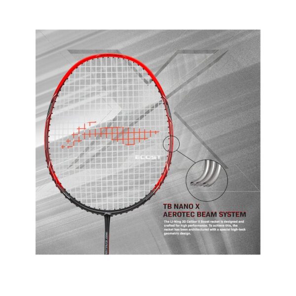 Li Ning 3D Calibar X Boost Carbon Graphite Strung Badminton RacquetsDark Grey RedA - LXINDIA.COM