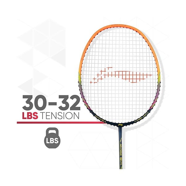 Li Ning Air Force 80 Lite Carbon Fibre Strung Badminton Racket with Full Racket Cover Navy and Orange A - LXINDIA.COM