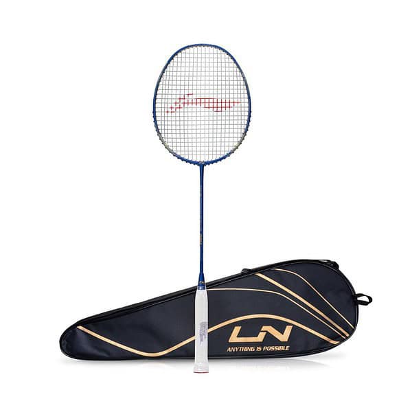 Li Ning Wind Lite 700 Carbon Graphite Badminton Strung Racket with Full Racket Cover Navy and Brass - LXINDIA.COM