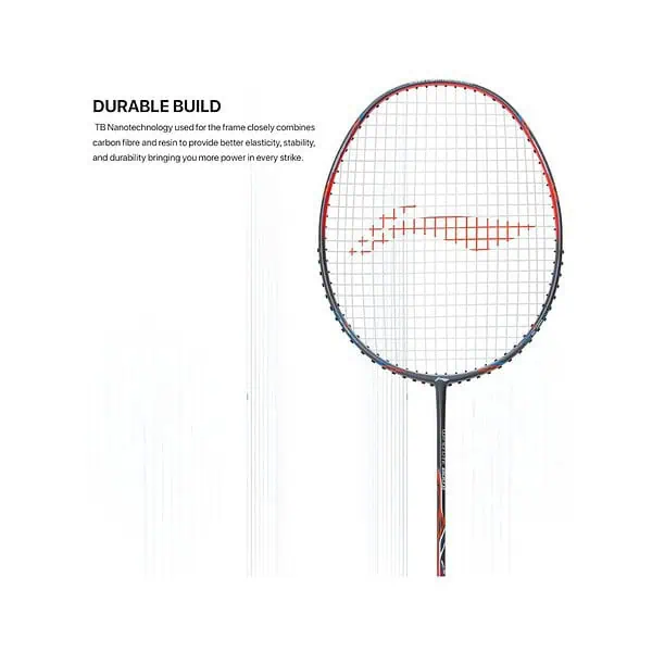 Li Ning Wind Lite 800 Carbon Graphite Badminton Strung Racket with Full Racket Cover Dark Grey and Red - LXINDIA.COM