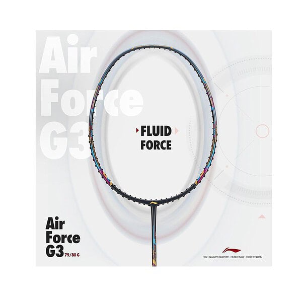 Li ning Air Force 79 G3 Carbon Fibre Strung Badminton Racket with Full Cover 79g Charcoal Grey Blue - LXINDIA.COM