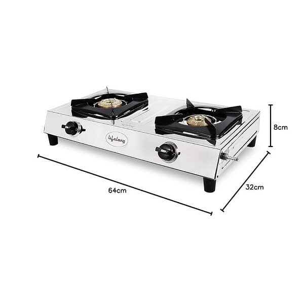 Lifelong 2 Burner Gas Stove Top for Kitchen Silver LLGS9901 - LXINDIA.COM