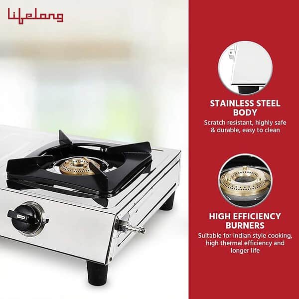 Lifelong 2 Burner Gas Stove Top for Kitchen Silver LLGS9902 - LXINDIA.COM