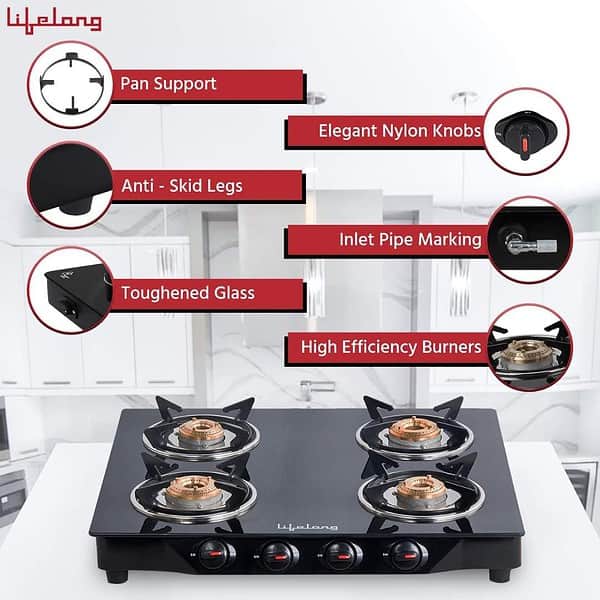 Lifelong 4 Burner Gas Stove Top for Kitchen1 - LXINDIA.COM