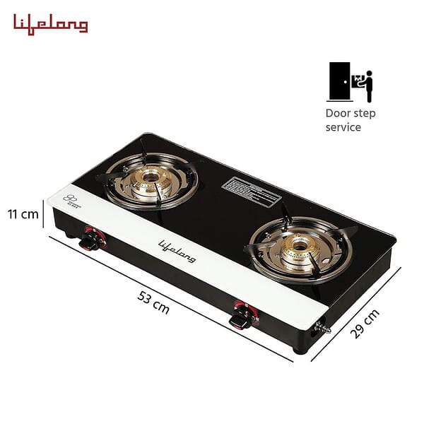 Lifelong Glass Top 2 Burner Gas Stove LLGS2111 - LXINDIA.COM