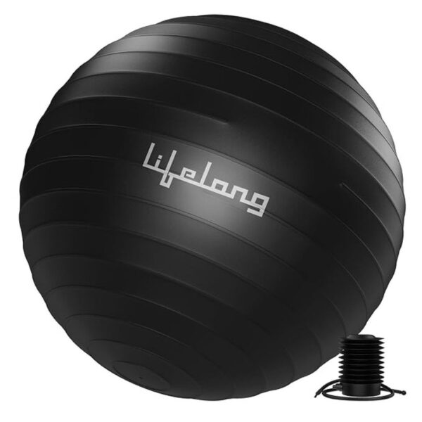 Lifelong Gym Ball for Exercise Anti Burst Exercise Ball with Foot Pump Black - LXINDIA.COM