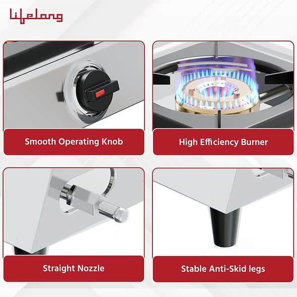 Lifelong Llgs299 Automatic Ignition 1 Burner Stainless Steel Gas Stove2 - LXINDIA.COM