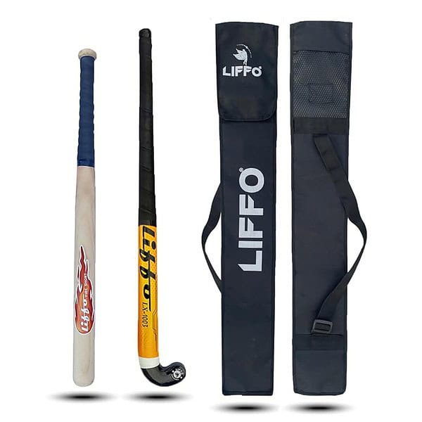 Liffo® Hockey Stick Witjh Baseball bat Heavy Duty with Cover Yellow - LXINDIA.COM