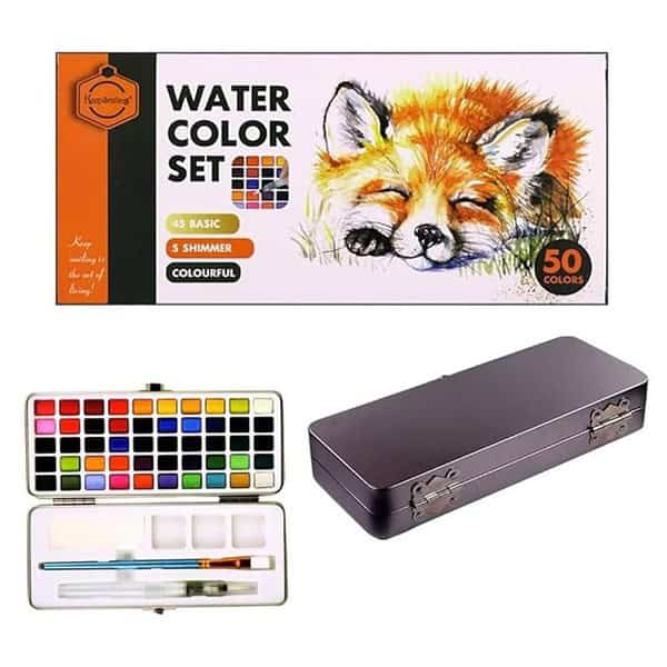 Like It Solid Watercolor Paint Set With Portable Metal Box Set Of 50 - LXINDIA.COM