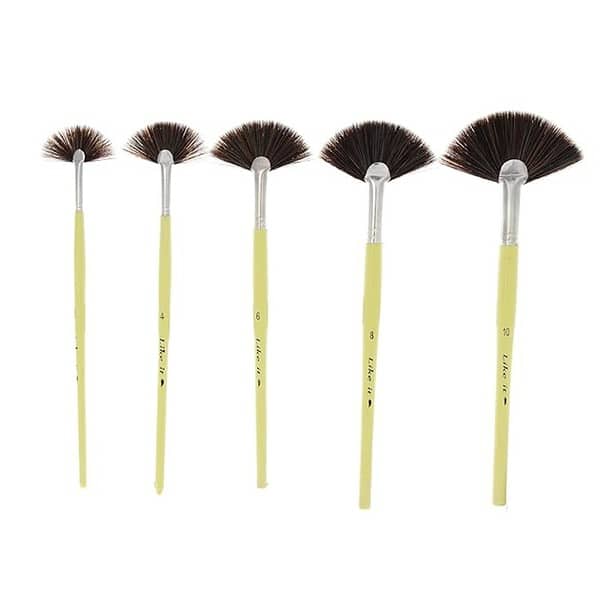 Like it 5 Pieces Fan Brush for Painting Synthetic Hair Watercolor Brushes Sets2 - LXINDIA.COM