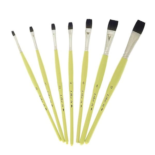 Like it Flat Paint Brush Set of 7 Wooden Oval Handle Art Painting Brushes - LXINDIA.COM