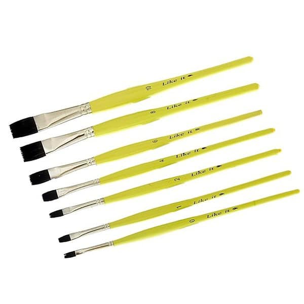 Like it Flat Paint Brush Set of 7 Wooden Oval Handle Art Painting Brushes2 - LXINDIA.COM