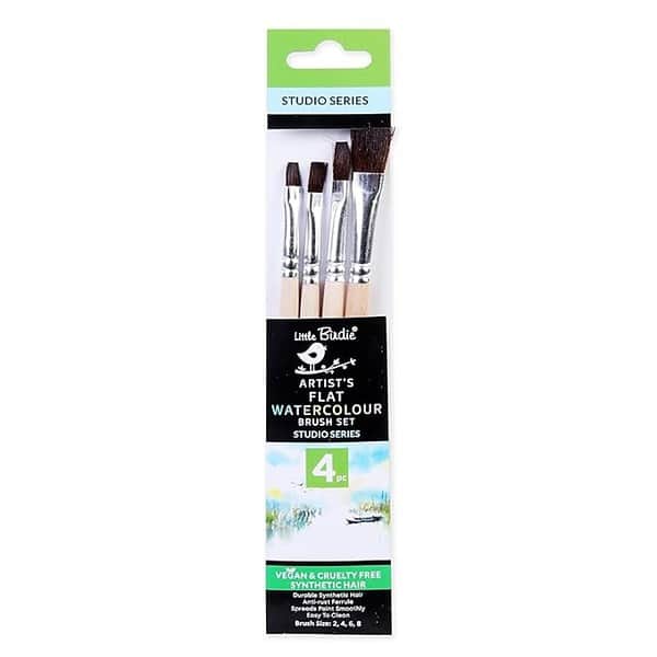 Little Birdie Watercolour Brush Flat Synthetic Hair Size 2 4 6 8 Set of 4pc - LXINDIA.COM