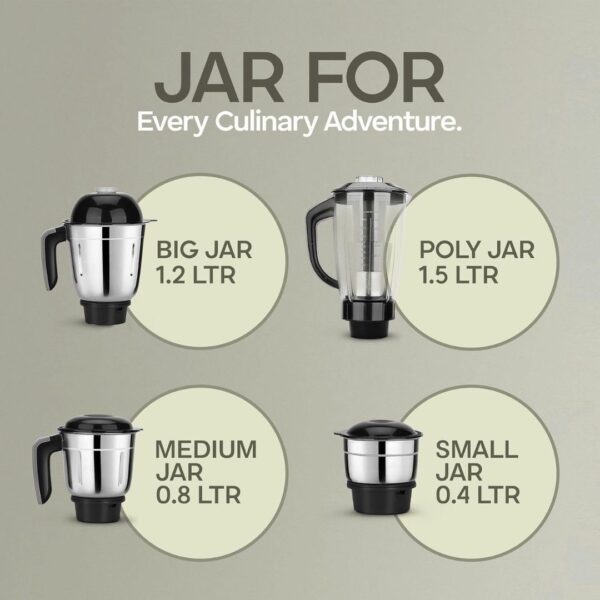 Longway Orion 900 Watt Juicer Mixer Grinder Black 4 Jars1 - LXINDIA.COM