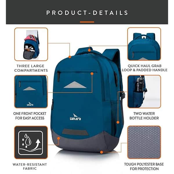 Lunars Bingo 48 L Laptop Office School Travel Business Backpack Blue Grey 1 - LXINDIA.COM