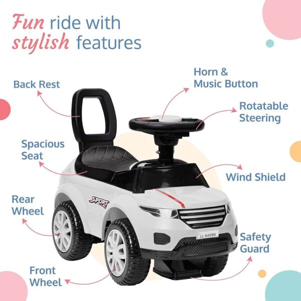 LuvLap Starlight Ride on and Car for kids with MusicWhite a - LXINDIA.COM