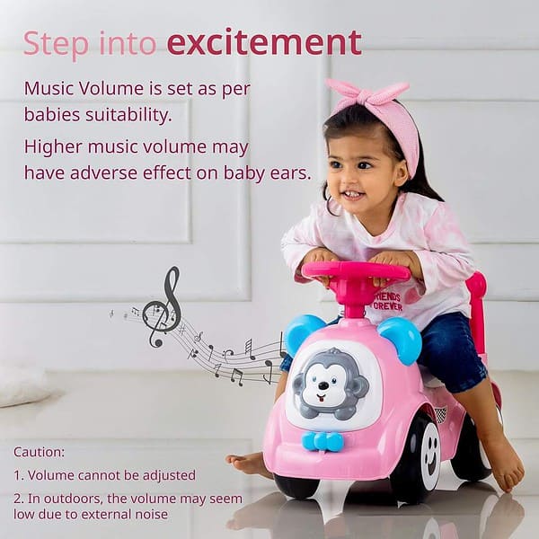 LuvLap Sunny Ride on and Car for Kids with Music Pink a - LXINDIA.COM