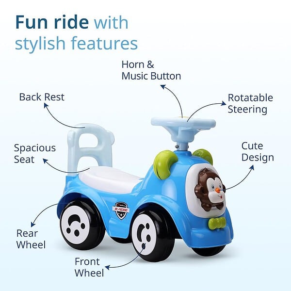 LuvLap Sunny Ride on and Car for Kids with MusicBlue a - LXINDIA.COM