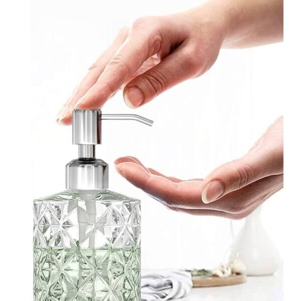 Luximal Pack of 2 Crystal Design Refillable Clear Glass Soap Dispenser Bottle 2 1 - LXINDIA.COM