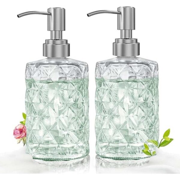 Luximal Pack of 2 Crystal Design Refillable Clear Glass Soap Dispenser Bottle 3 1 - LXINDIA.COM