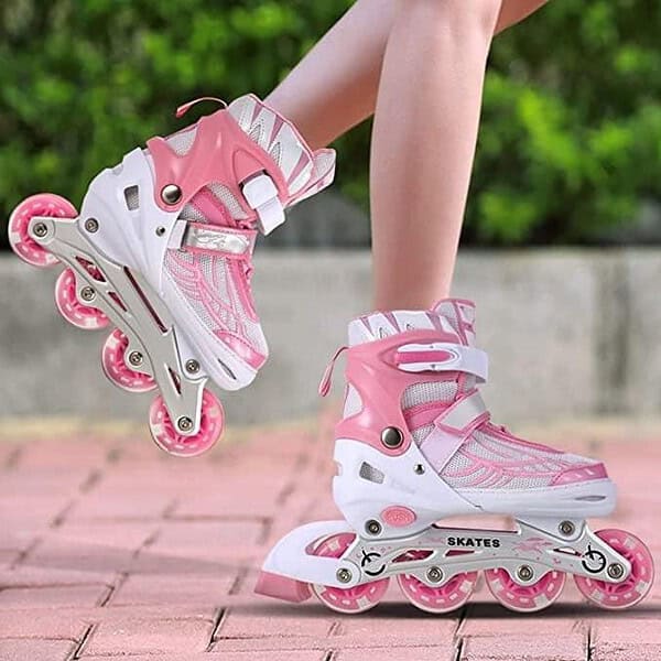 M Prabhu Roller Skates Adjustable Inline Skating Shoes for Boys Kids Girls Pink - LXINDIA.COM