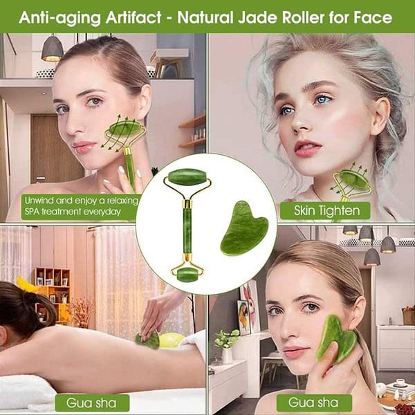 MAYCREATE Jade Roller and Gua Sha Set Face Massage Roller1 - LXINDIA.COM