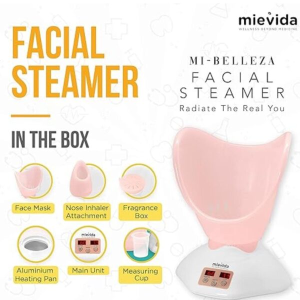 MIEVIDA Steam Inhaler and Facial Steamer With Timer and Temperature Control SystemPink2 - LXINDIA.COM