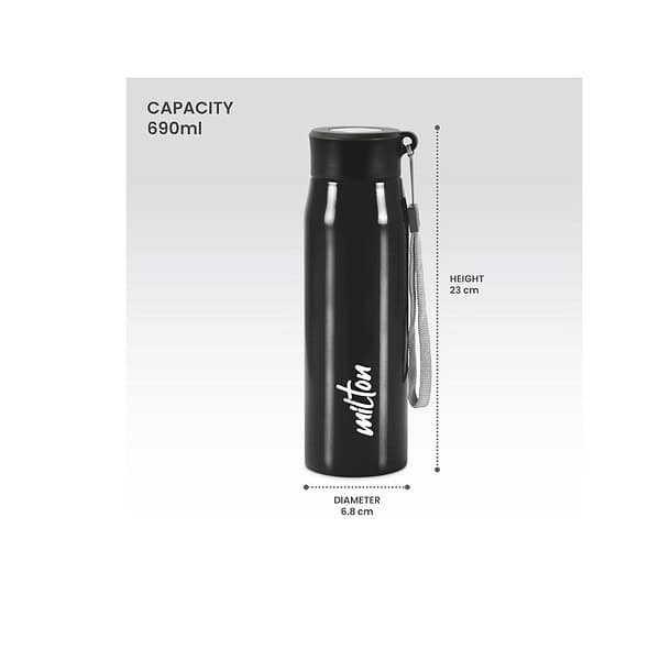 MILTON Handy 650 Stainless Steel Water Bottle Black 1 1 - LXINDIA.COM