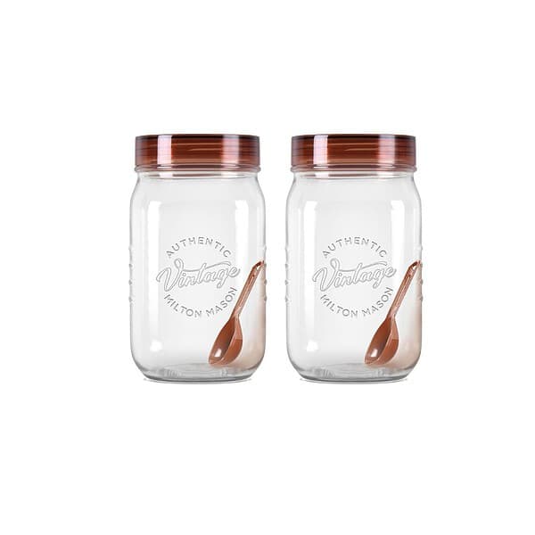 MILTON Vintage Plastic Storage Jar Transparent Jar 1000 ML Each Set of 2 - LXINDIA.COM