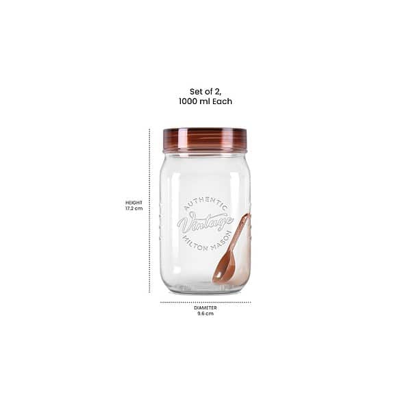 MILTON Vintage Plastic Storage Jar Transparent Jar 1000 ML Each Set of 2 A - LXINDIA.COM