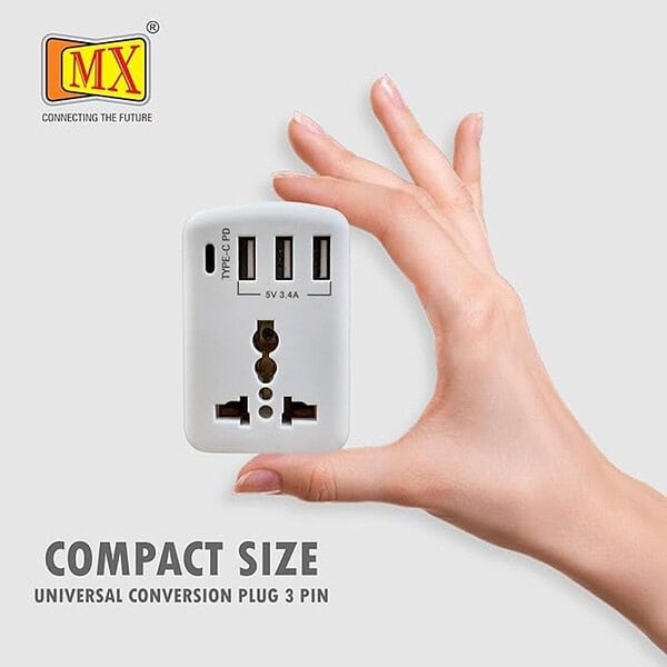 MX Worldwide Universal Socket Travel Adapter with Type C Pack of 1 2 - LXINDIA.COM