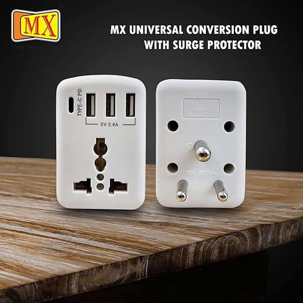 MX Worldwide Universal Socket Travel Adapter with Type C Pack of 1 3 - LXINDIA.COM