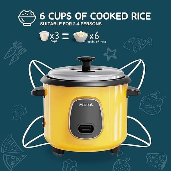 Macook Mini Rice Cooker 0.6 Liters Yellow 2 - LXINDIA.COM