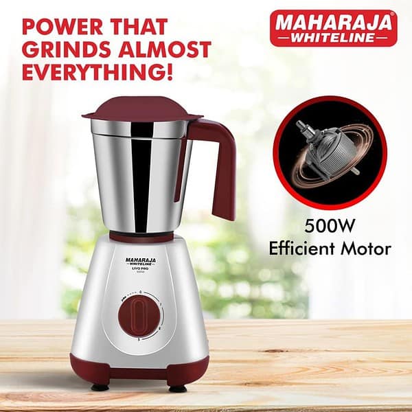 Maharaja Whiteline 500W Livo Pro Mixer Grinder White and Cherry Red2 - LXINDIA.COM