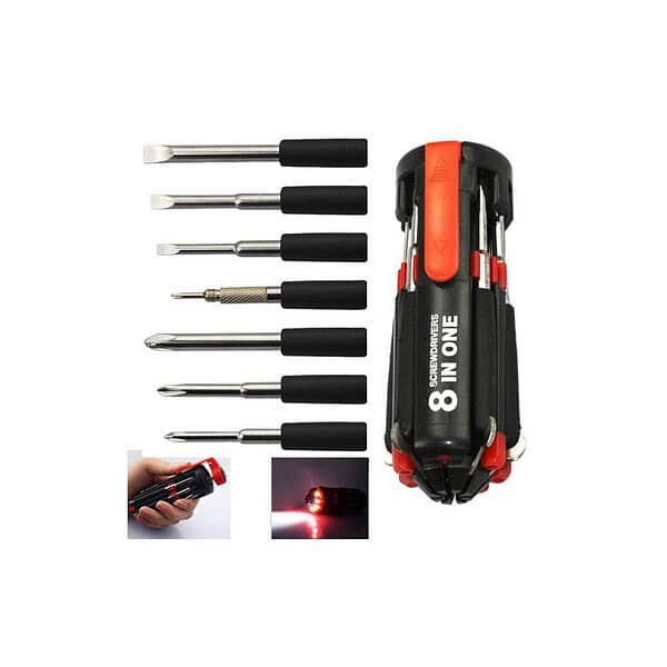 Mcare 8 in1 Screwdriver Set with 6 LED LightsA - LXINDIA.COM