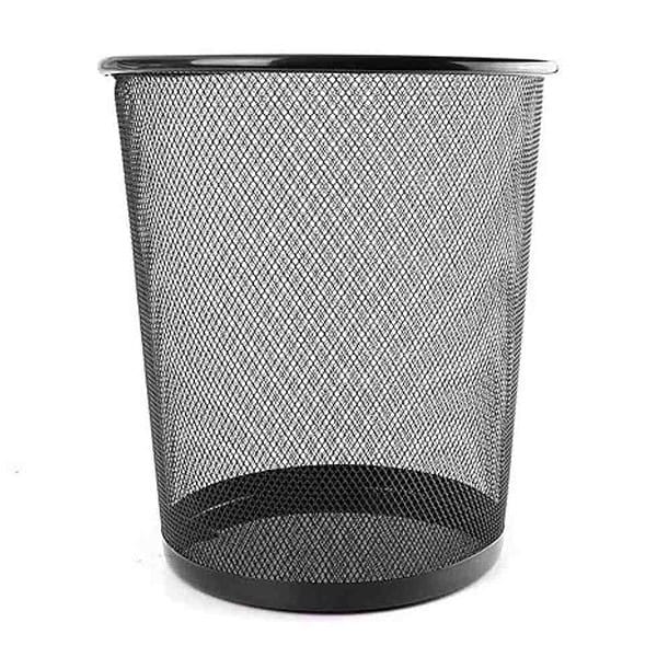 Mezzotek Metal Mesh Round Dustbin for Waste Black - LXINDIA.COM