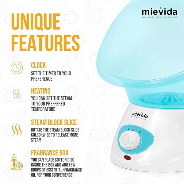 Mievida Steam Vaporizer and Facial Steamer With Two Level Heat Setting Blue2 - LXINDIA.COM